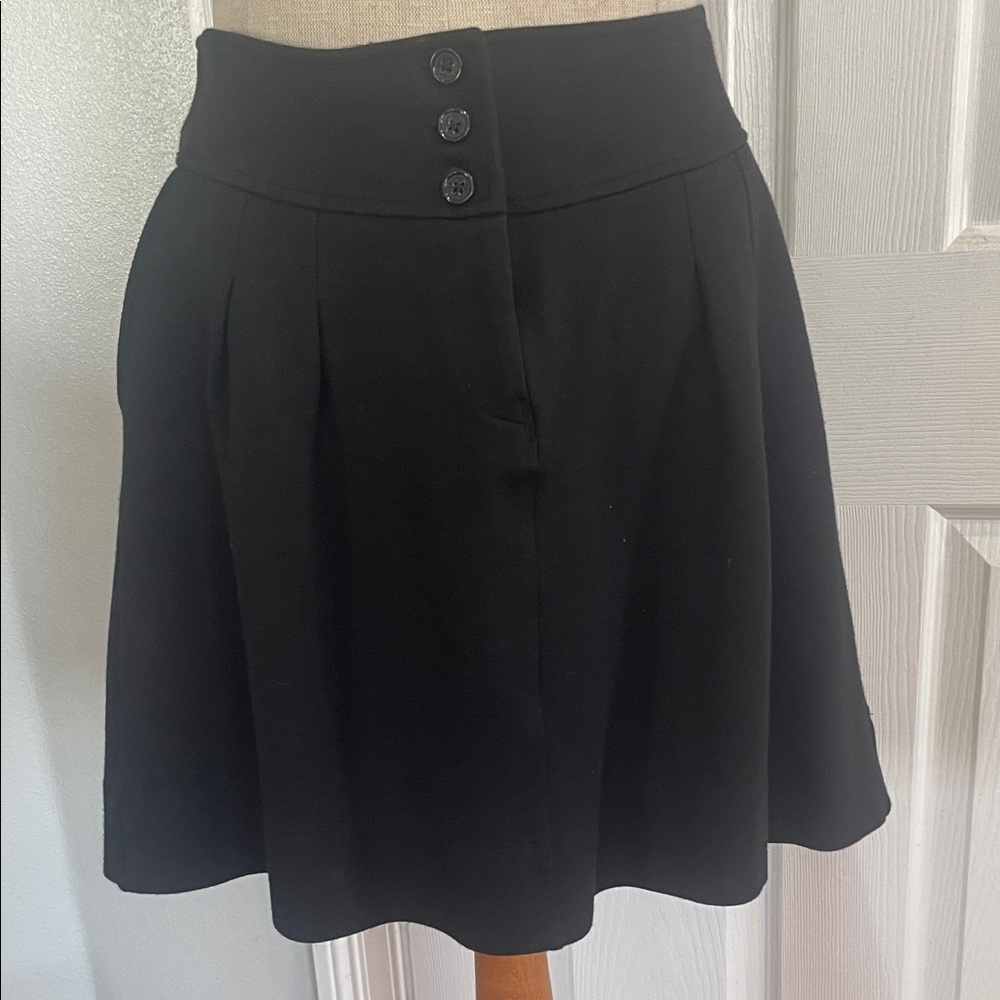 Banana republic Black A-line mini pleated stretch Skirt pockets women’s size 8